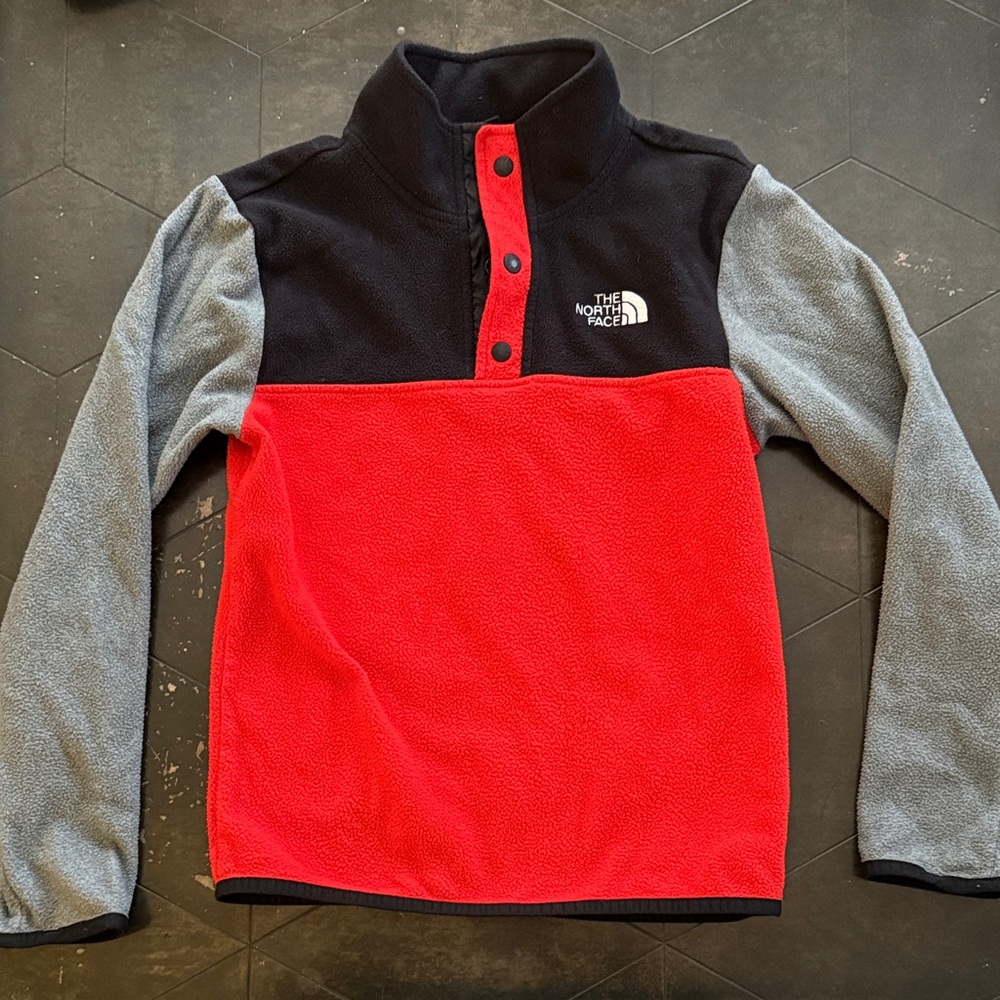 The North Face Kids Red and Gray Fleece Sweater
